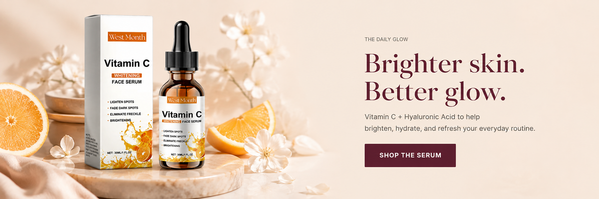 Brighter skin. Better glow. Vitamin C and Hyaluronic Acid serum banner