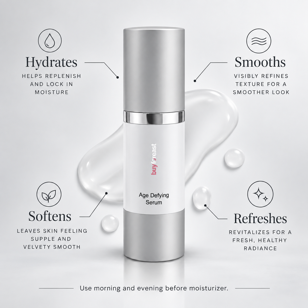 BUYFOREAST Age Defying Serum benefits infographic