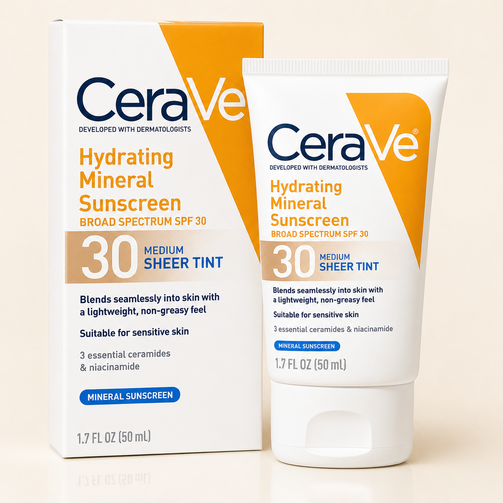 CeraVe Hydrating Mineral Sunscreen SPF 30 Medium Sheer Tint premium product image