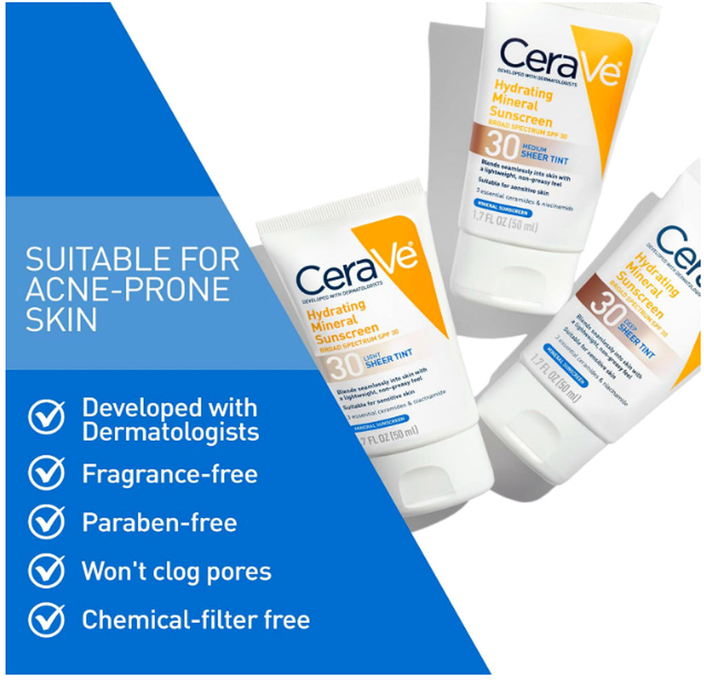 CeraVe Hydrating Mineral Sunscreen product information