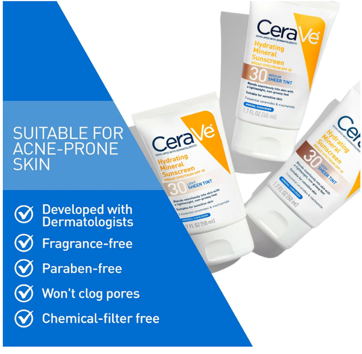 CeraVe Hydrating Mineral Sunscreen product information