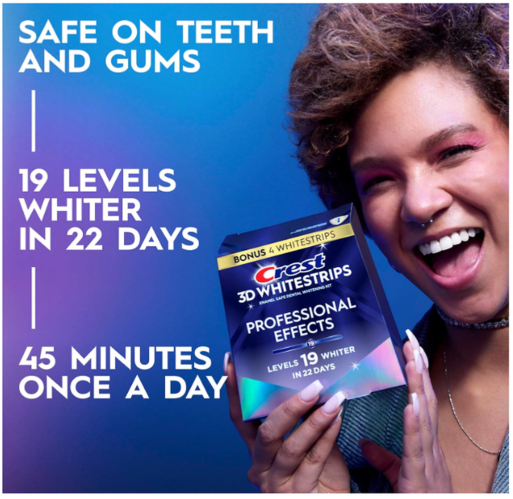Crest 3D Whitestrips Professional Effects safe on teeth and gums lifestyle graphic