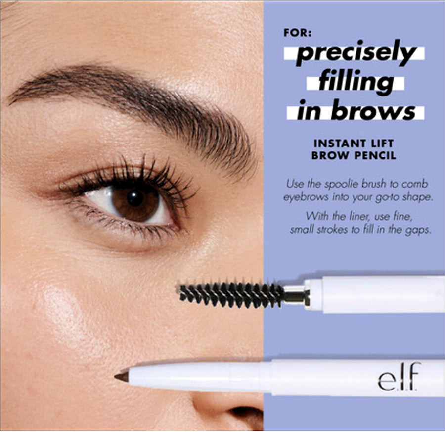 e.l.f. Instant Lift Brow Pencil brow application and spoolie usage