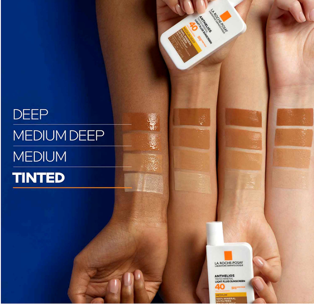 La Roche-Posay Anthelios mineral sunscreen tint shade comparison