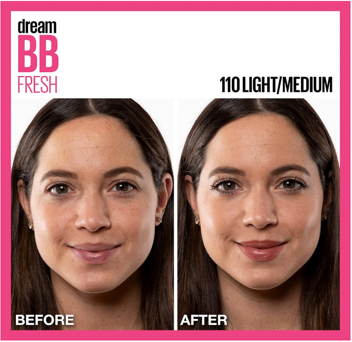 Maybelline Dream BB Fresh 110 Light Medium before and after