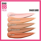 Maybelline Dream BB Fresh shade guide including 110 Light Medium