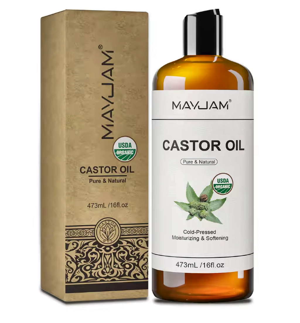 MAYJAM Pure & Natural Castor Oil 473 mL bottle and box