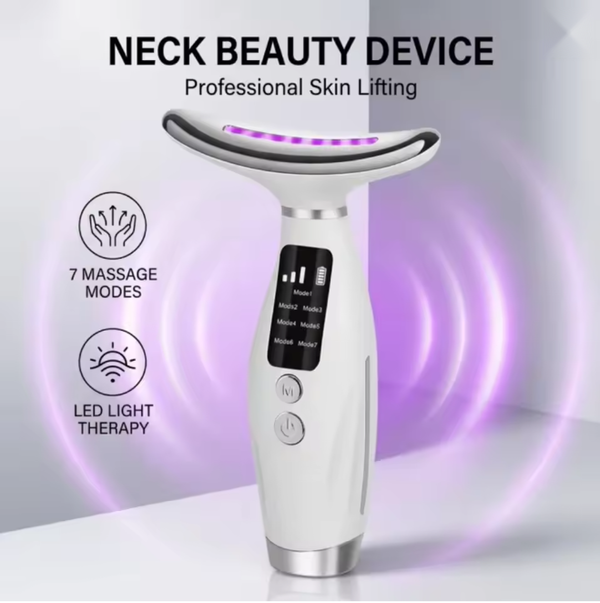 Neck beauty device professional skin lifting LED light therapy graphic
