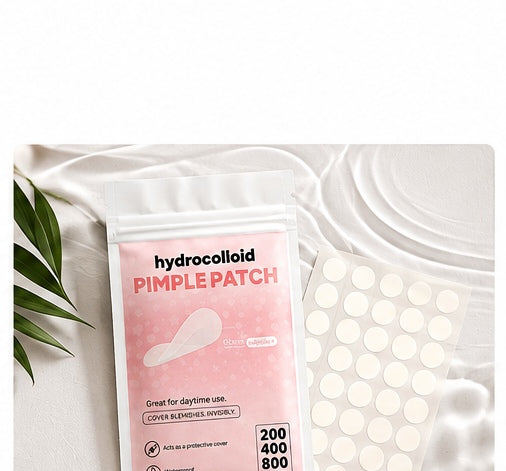 Pimple patch pack and patch sheets flat lay