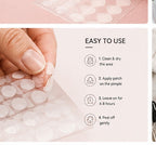 Easy to use: clean and dry, apply patch, leave 6-8 hours, peel off gently
