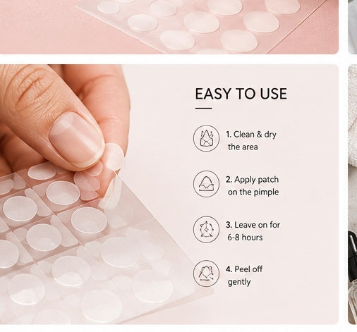 Easy to use: clean and dry, apply patch, leave 6-8 hours, peel off gently