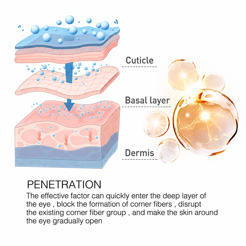 Eye cream hydration and skin layer infographic