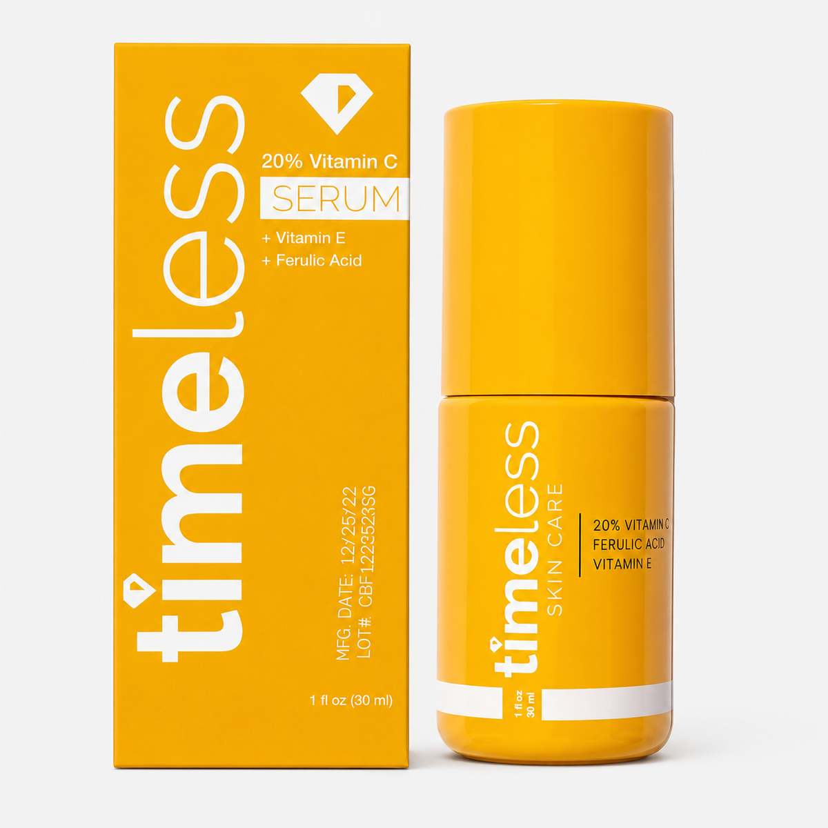 Timeless 20% Vitamin C + E Ferulic Acid Serum bottle and box