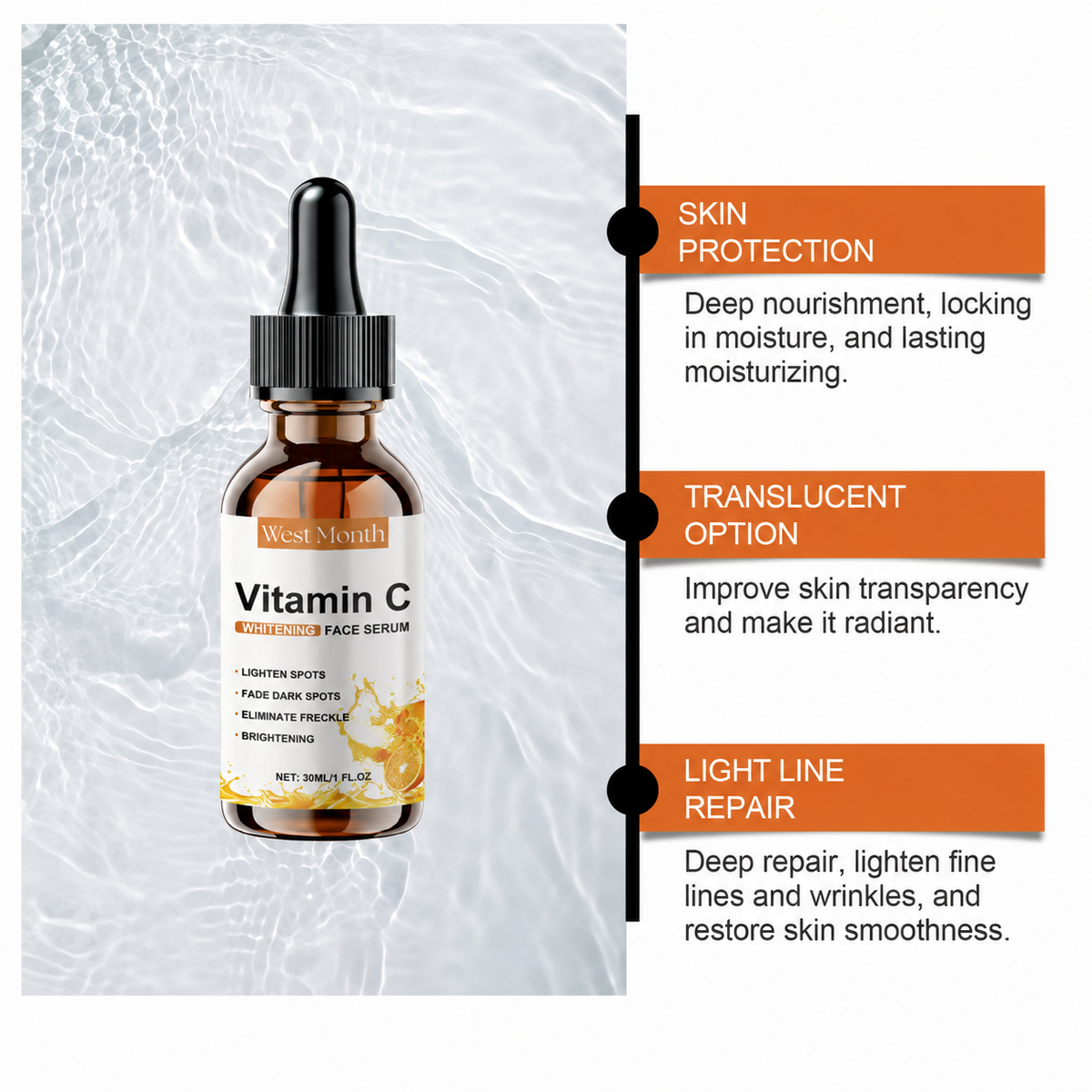 West Month Vitamin C Whitening Face Serum skin protection and fine line repair benefits