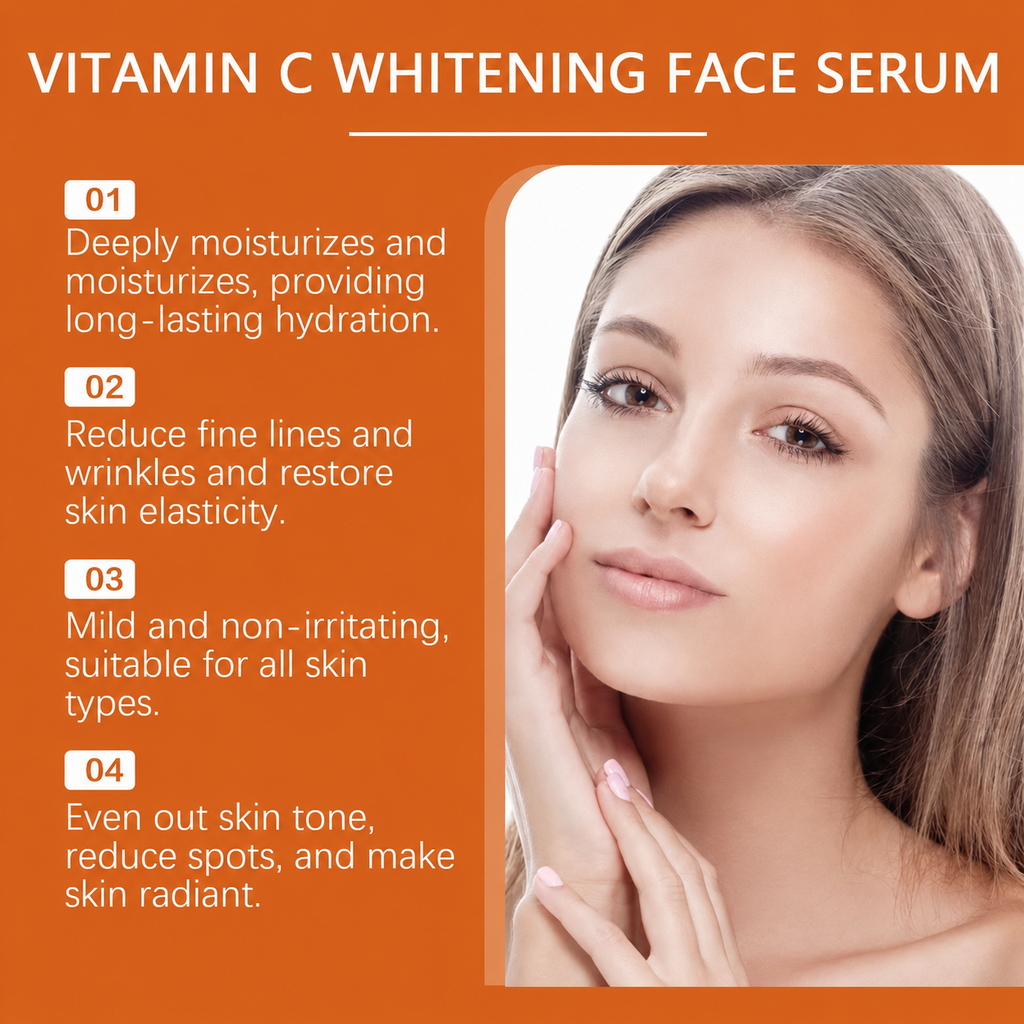 West Month Vitamin C Whitening Face Serum hydration brightening and spot care benefit graphic